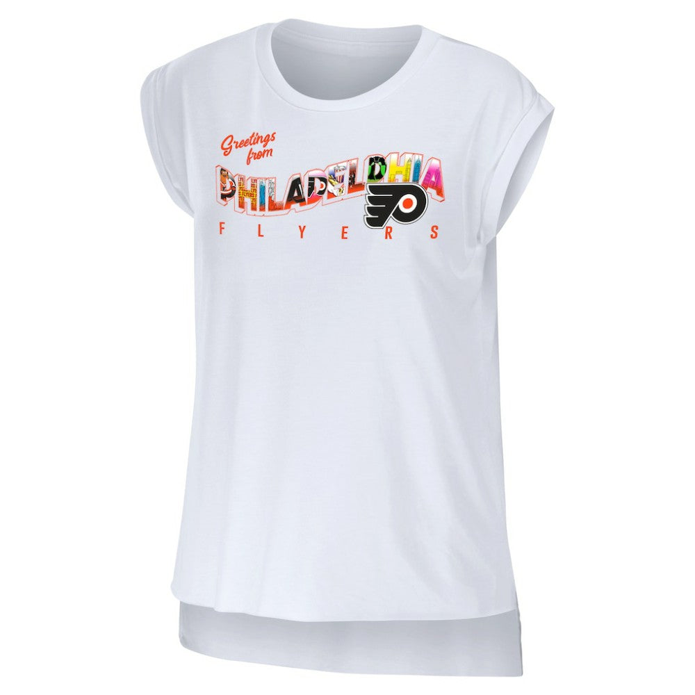 Philadelphia Flyers WEAR by Erin Andrews Women's Greetings From Muscle T-Shirt -  NHL T-shirts