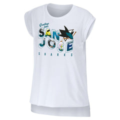 San Jose Sharks WEAR by Erin Andrews Women's Greetings From Muscle T-Shirt -  NHL T-shirts