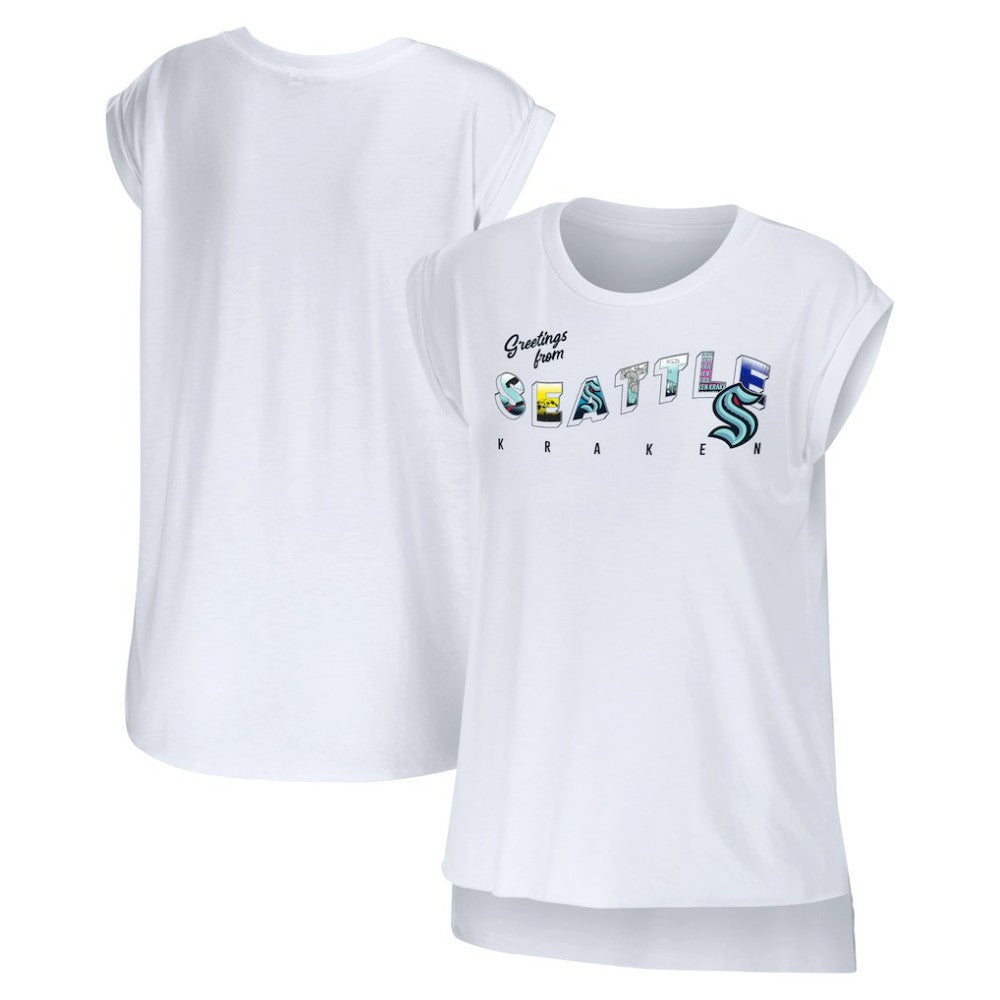 Seattle Kraken WEAR by Erin Andrews Women's Greetings From Muscle T-Shirt -  NHL T-shirts