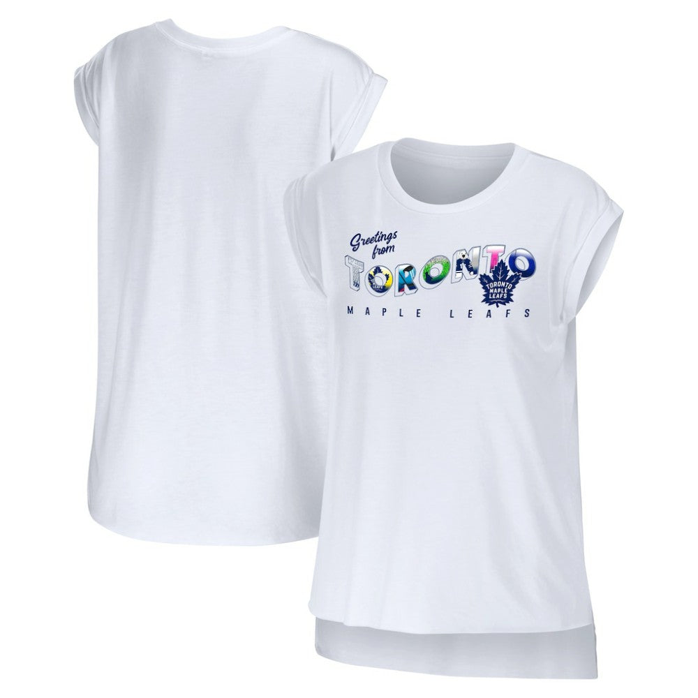 Toronto Maple Leafs WEAR by Erin Andrews Women's Greetings From Muscle T-Shirt -  NHL T-shirts