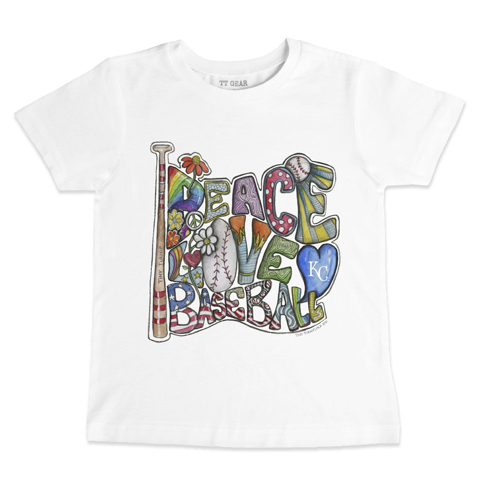 Kansas City Royals Tiny Turnip Youth Peace Love Baseball T-Shirt - MLB T-shirts