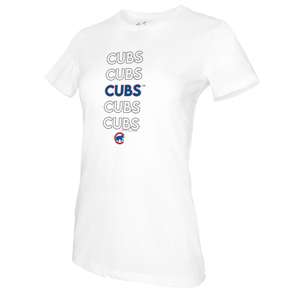 Chicago Cubs Tiny Turnip Women's Stacked T-Shirt - MLB T-shirts