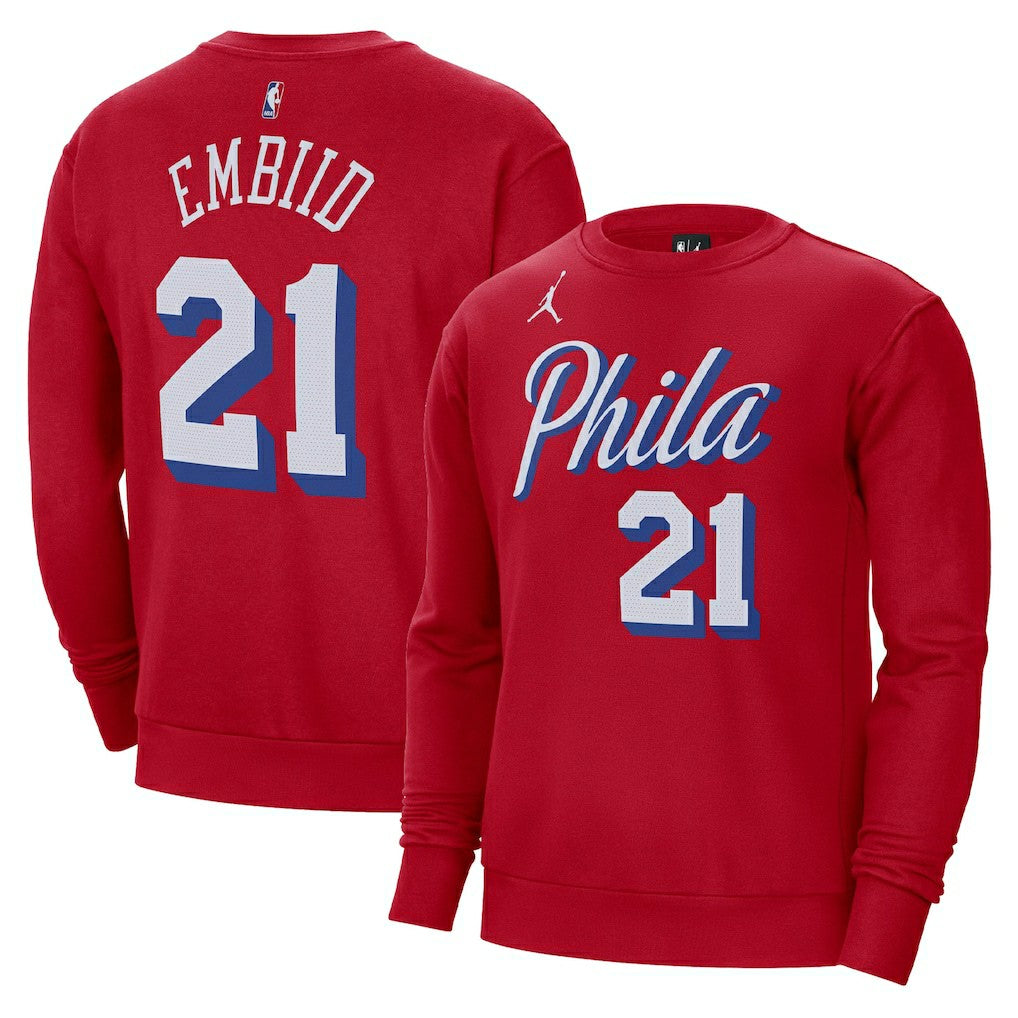 Red Joel Embiid Philadelphia 76ers Jordan Brand Statement Name & Number Pullover Sweatshirt | NBA