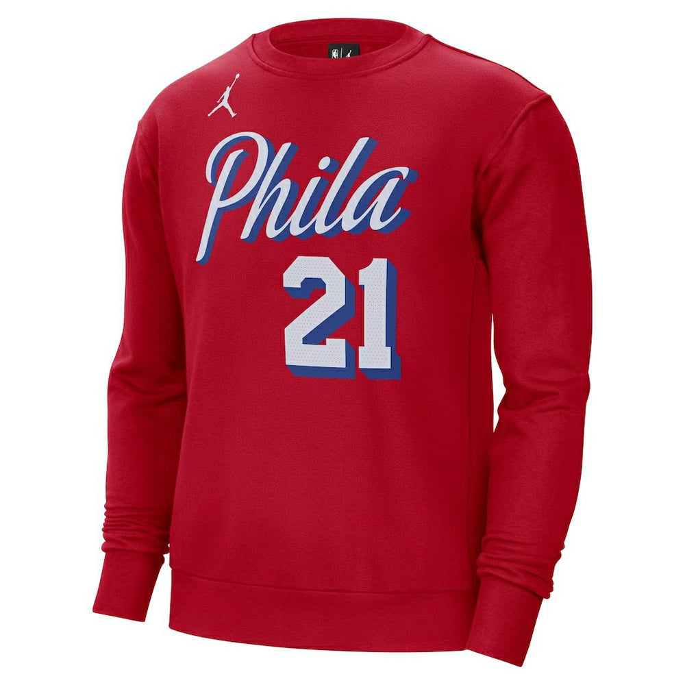 Red Joel Embiid Philadelphia 76ers Jordan Brand Statement Name & Number Pullover Sweatshirt | NBA