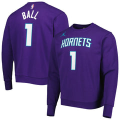 Purple LaMelo Ball Charlotte Hornets Jordan Brand Statement Name & Number Pullover Sweatshirt | NBA