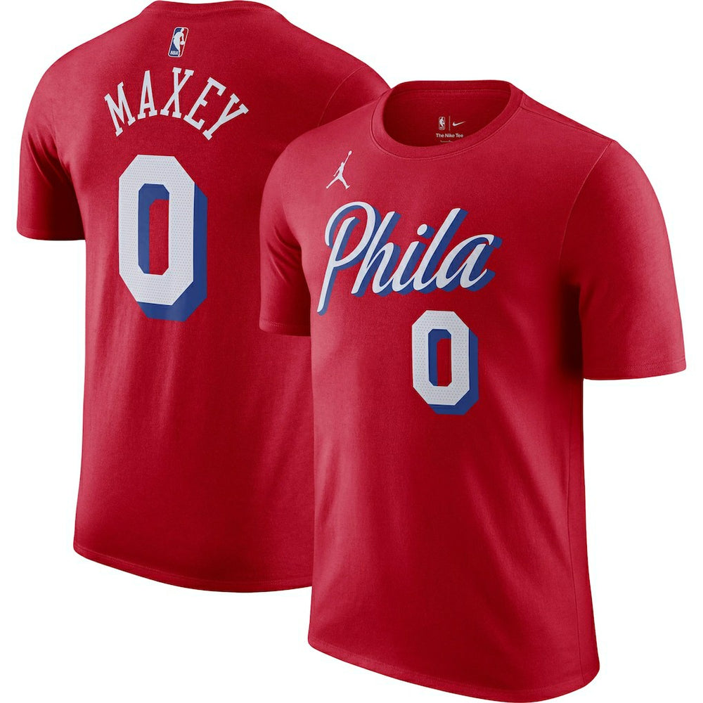 Red Tyrese Maxey Philadelphia 76ers Jordan Brand 2022/23 Statement Edition Name & Number T-Shirt | NBA