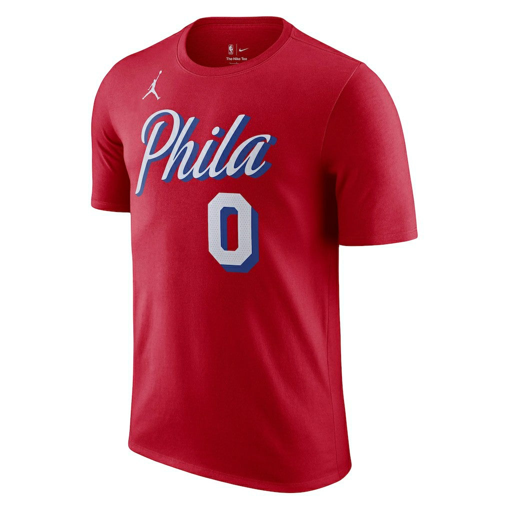 Red Tyrese Maxey Philadelphia 76ers Jordan Brand 2022/23 Statement Edition Name & Number T-Shirt | NBA