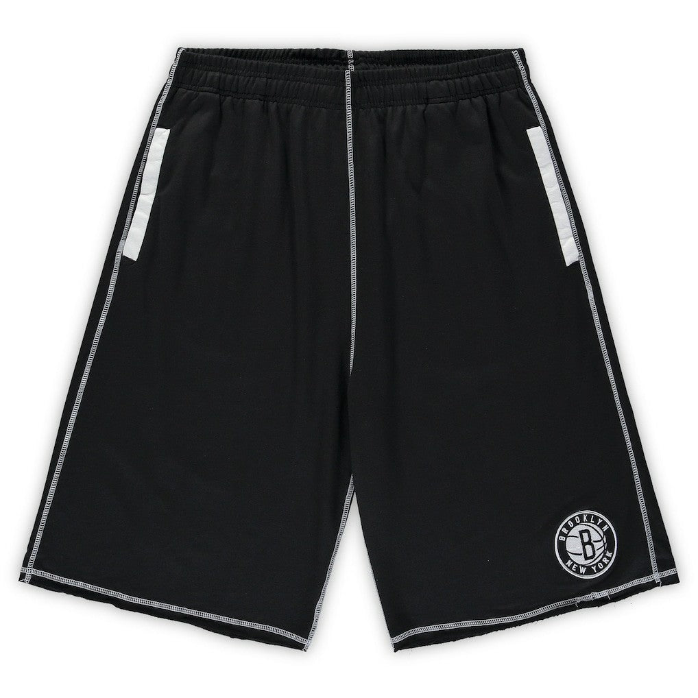 Black/White Brooklyn Nets Big & Tall Contrast Stitch Knit Shorts | NBA
