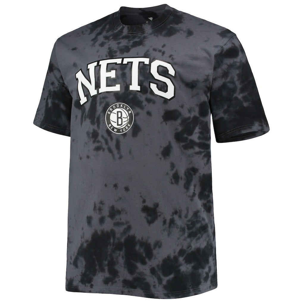 Black Brooklyn Nets Big & Tall Marble Dye Tonal Performance T-Shirt | NBA