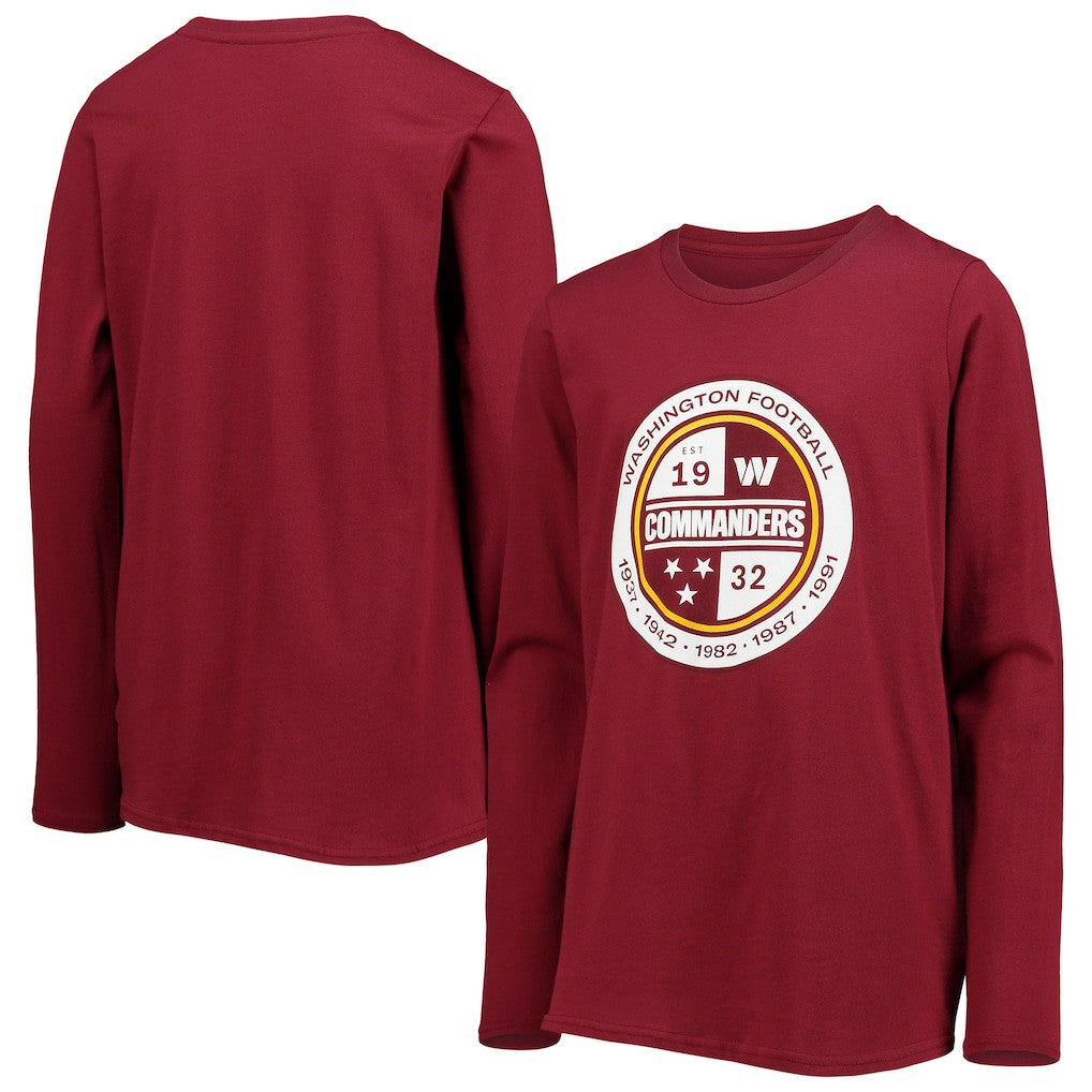 Washington Commanders Youth Secondary Logo Long Sleeve T-Shirt | NFL Discount