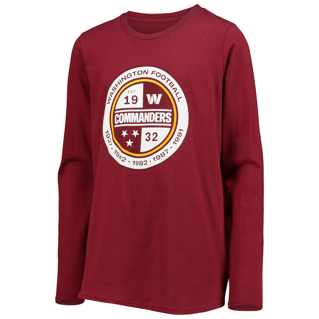 Washington Commanders Youth Secondary Logo Long Sleeve T-Shirt | NFL Discount