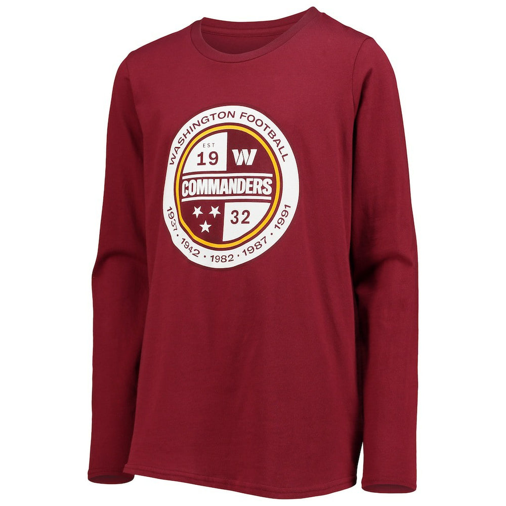 Washington Commanders Youth Secondary Logo Long Sleeve T-Shirt | NFL Discount