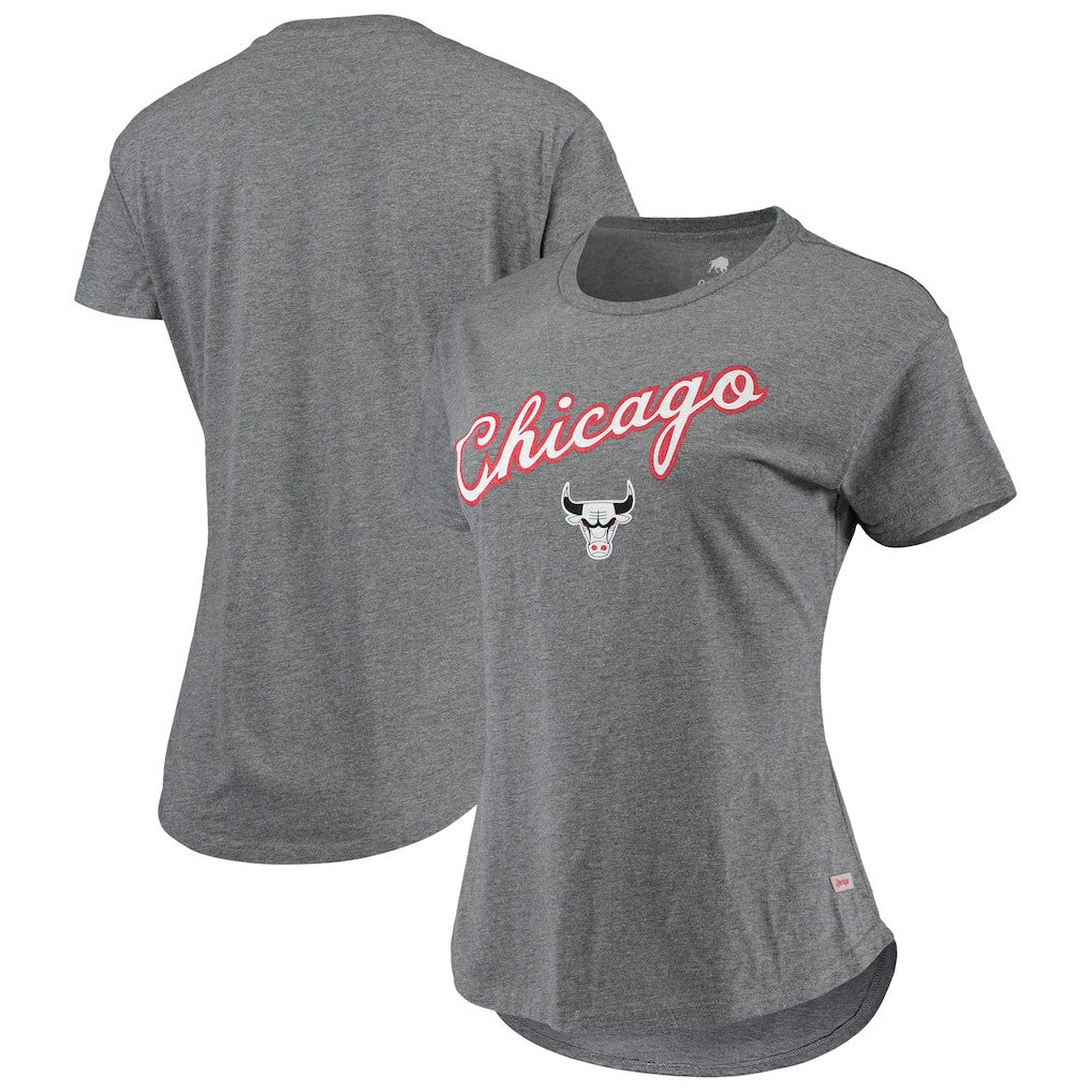 Heathered Gray Chicago Bulls Sportiqe Women's City Edition Phoebe Tri-Blend T-Shirt sale | NBA