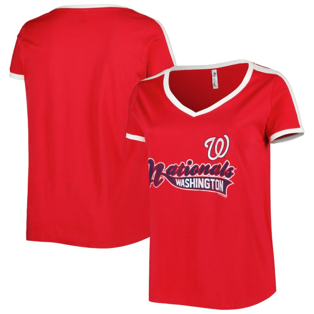 Washington Nationals Soft as a Grape Women's Plus Size V-Neck T-Shirt - MLB T-shirts