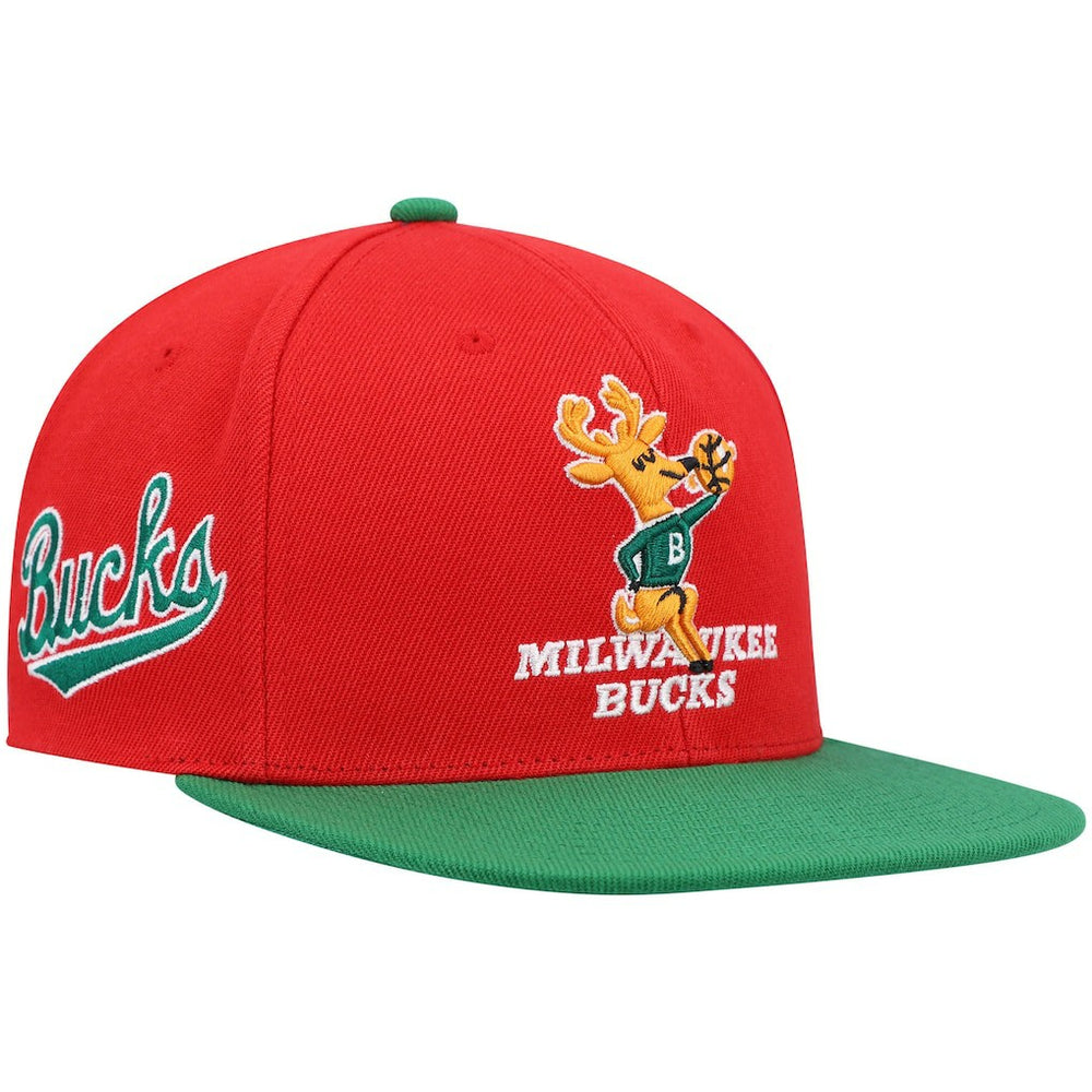 Red/Green Milwaukee Bucks Hardwood Classics Snapback Hat | NBA
