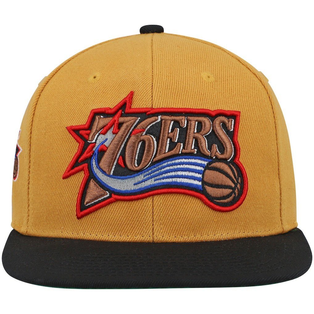 Gold/Black Philadelphia 76ers Hardwood Classics Snapback Hat | NBA