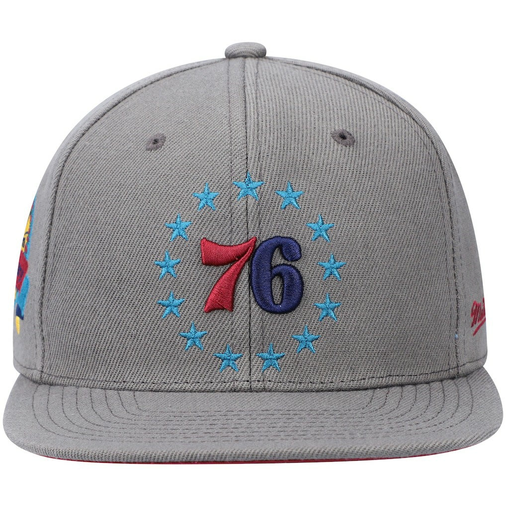 Charcoal Philadelphia 76ers Hardwood Classics 60th Anniversary Carbon Cabernet Fitted Hat | NBA