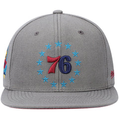 Charcoal Philadelphia 76ers Hardwood Classics 60th Anniversary Carbon Cabernet Fitted Hat | NBA