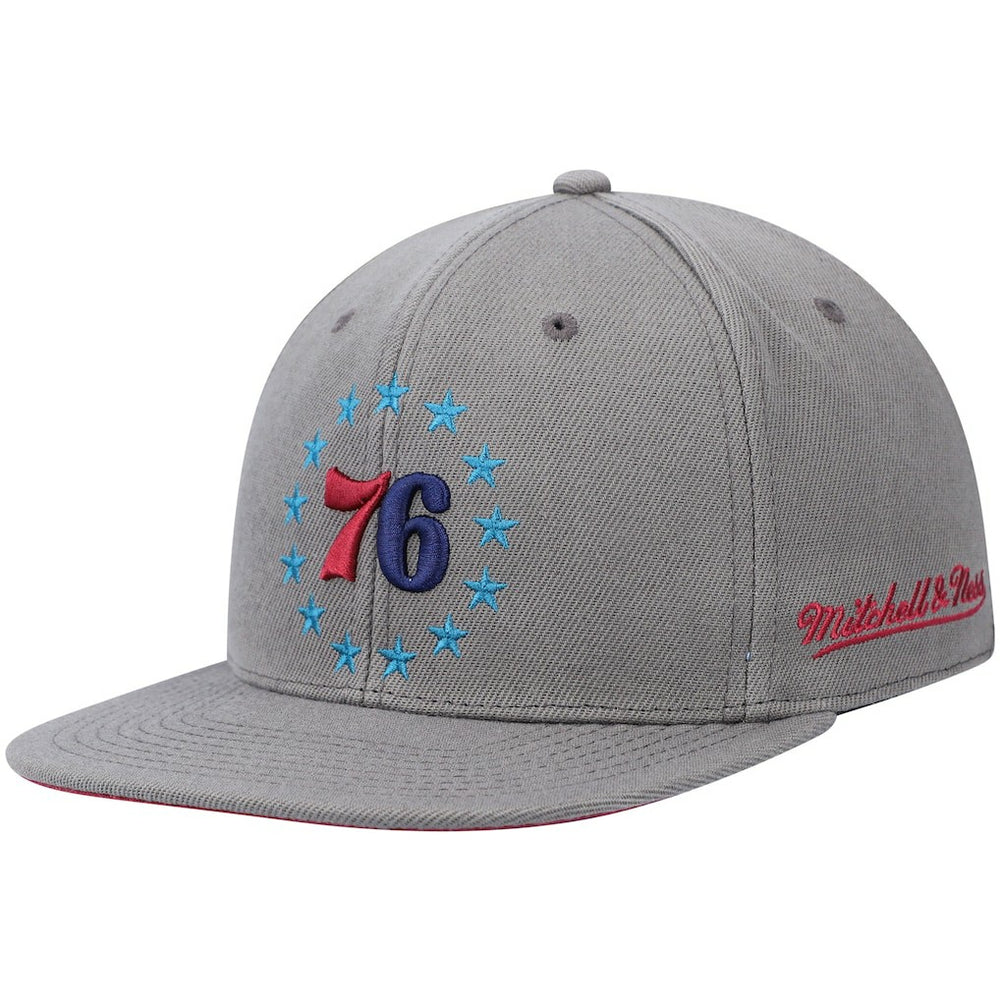 Charcoal Philadelphia 76ers Hardwood Classics 60th Anniversary Carbon Cabernet Fitted Hat | NBA