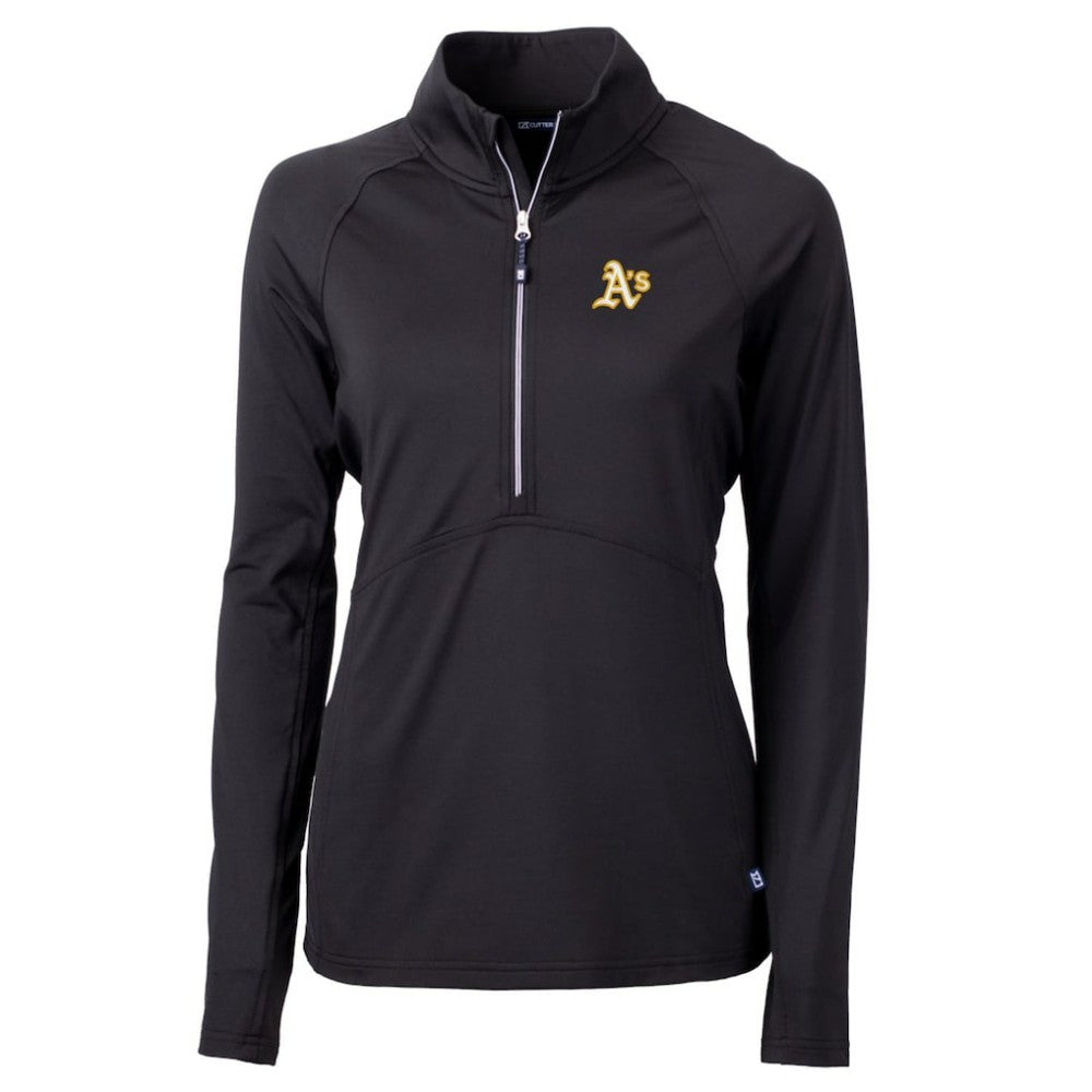 Athletics Cutter & Buck Women's Adapt Eco Knit Stretch Half-Zip Pullover Top - MLB Pullover