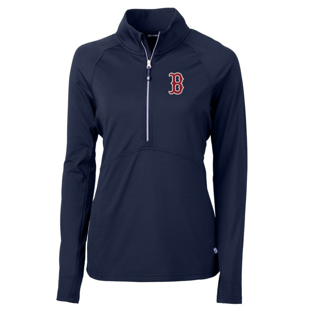 Boston Red Sox Cutter & Buck Women's Adapt Eco Knit Stretch Half-Zip Pullover Top - MLB Pullover