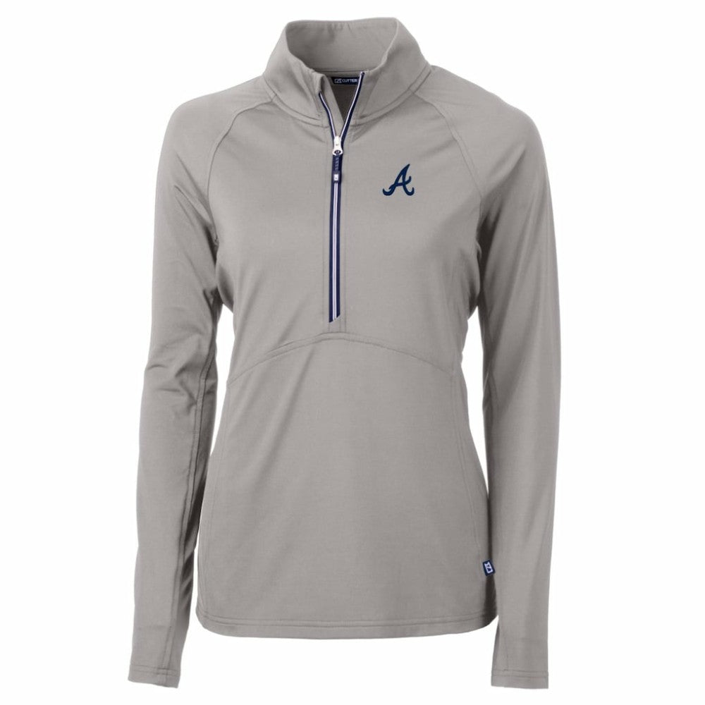 Atlanta Braves Cutter & Buck Women's Adapt Eco Knit Stretch Half-Zip Pullover Top - MLB Pullover