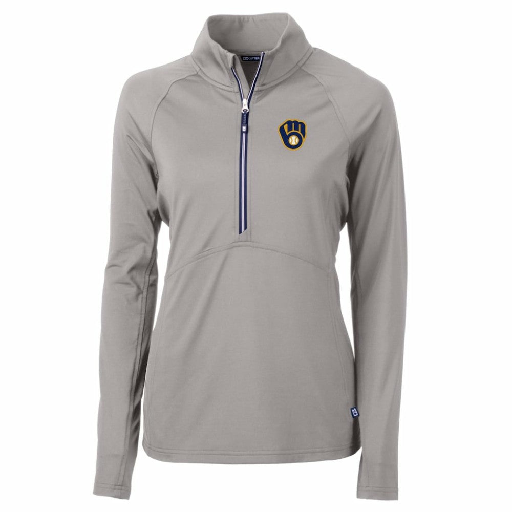 Milwaukee Brewers Cutter & Buck Women's Adapt Eco Knit Stretch Half-Zip Pullover Top - MLB Pullover
