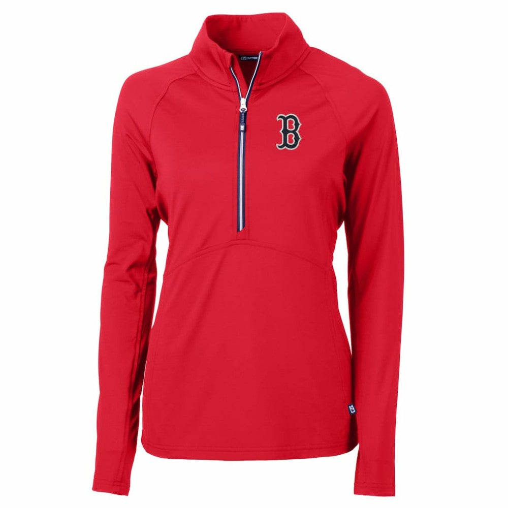 Boston Red Sox Cutter & Buck Women's Adapt Eco Knit Stretch Half-Zip Pullover Top - MLB Pullover