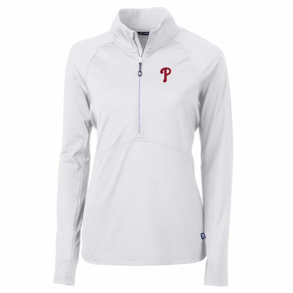 Philadelphia Phillies Cutter & Buck Women's Adapt Eco Knit Stretch Half-Zip Pullover Top - MLB Pullover