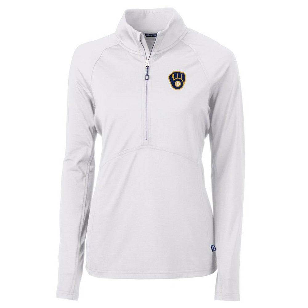 Milwaukee Brewers Cutter & Buck Women's Adapt Eco Knit Stretch Half-Zip Pullover Top - MLB Pullover
