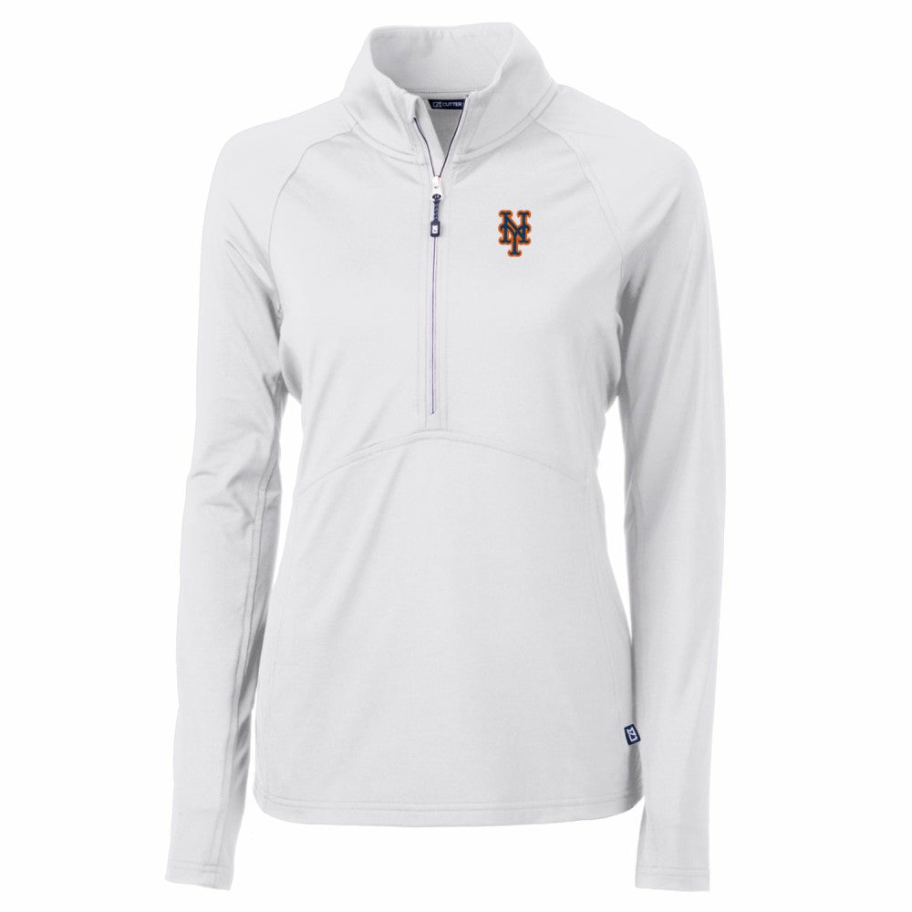 New York Mets Cutter & Buck Women's Adapt Eco Knit Stretch Half-Zip Pullover Top - MLB Pullover