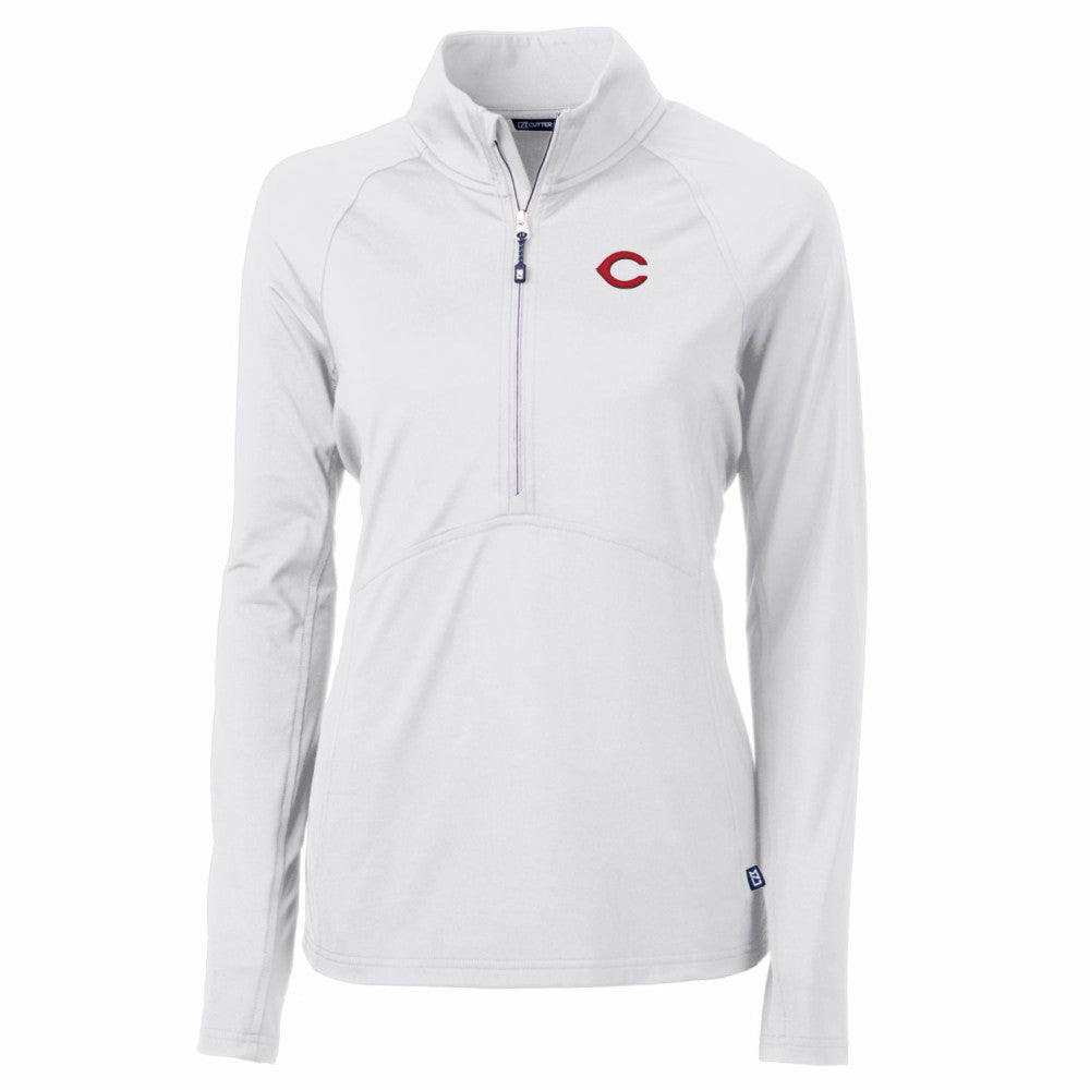 Cincinnati Reds Cutter & Buck Women's Adapt Eco Knit Stretch Half-Zip Pullover Top - MLB Pullover