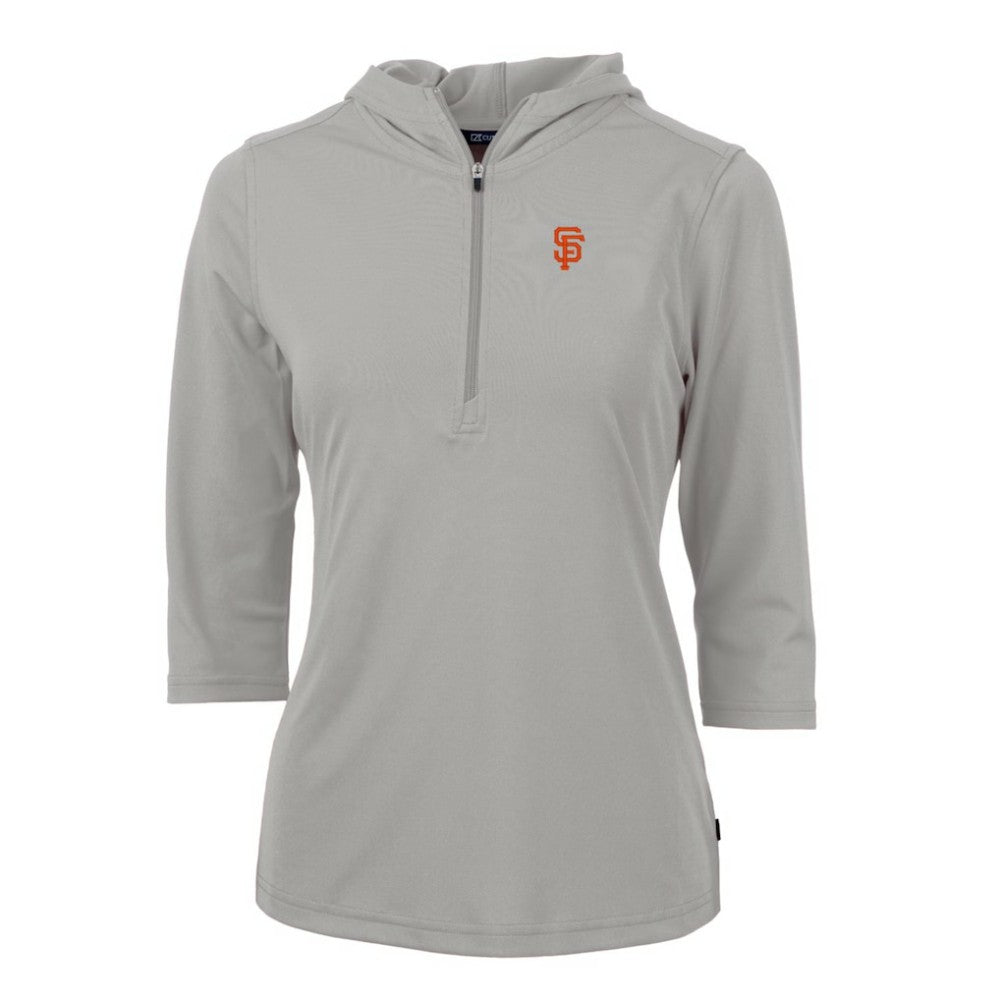 San Francisco Giants Cutter & Buck Women's Virtue Eco Pique 3/4 Sleeve Half-Zip Pullover Hoodie - MLB Hoodies