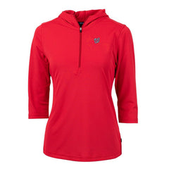 Washington Nationals Cutter & Buck Women's Virtue Eco Pique 3/4 Sleeve Half-Zip Pullover Hoodie - MLB Hoodies