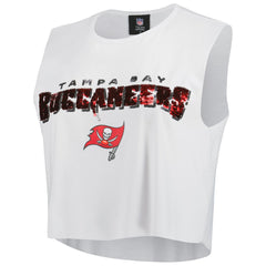 Tampa Bay Buccaneers Cuce Women's Sequin Tri-Blend Cropped Tank Top | NFL Discount