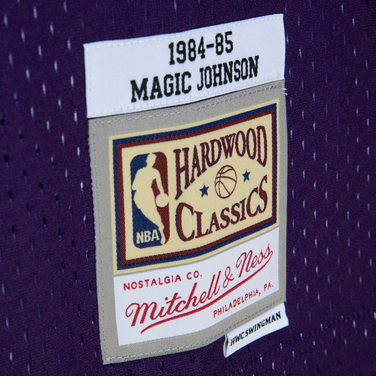 Purple/Black Magic Johnson Los Angeles Lakers 1984/85 Hardwood Classics Fadeaway Swingman Player Jersey | NBA