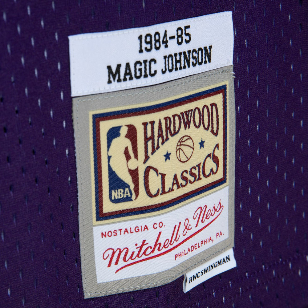 Purple/Black Magic Johnson Los Angeles Lakers 1984/85 Hardwood Classics Fadeaway Swingman Player Jersey | NBA