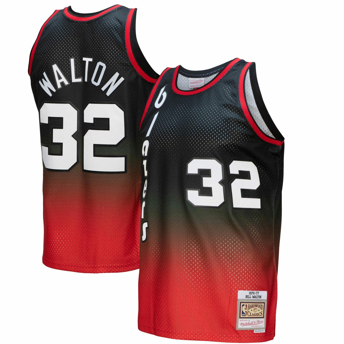 Red/Black Bill Walton Portland Trail Blazers 1976/77 Hardwood Classics Fadeaway Swingman Player Jersey | NBA