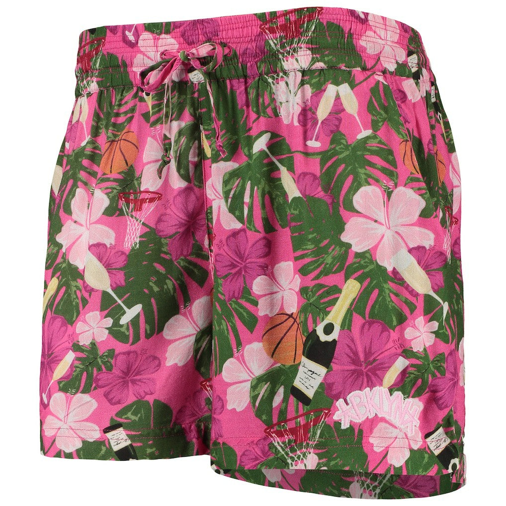 Pink Brooklyn Nets Lusso Women's Finley-Frankie Party Top & Shorts Set | NBA