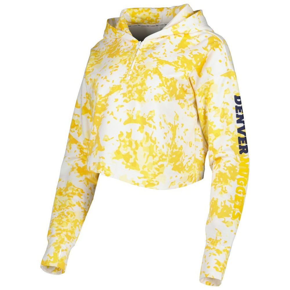 Gold/White Denver Nuggets Lusso Women's Maia Tri-Blend Cropped Quarter-Zip Top sale | NBA