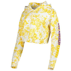 Gold/White Los Angeles Lakers Lusso Women's Maia Tri-Blend Cropped Quarter-Zip Top | NBA