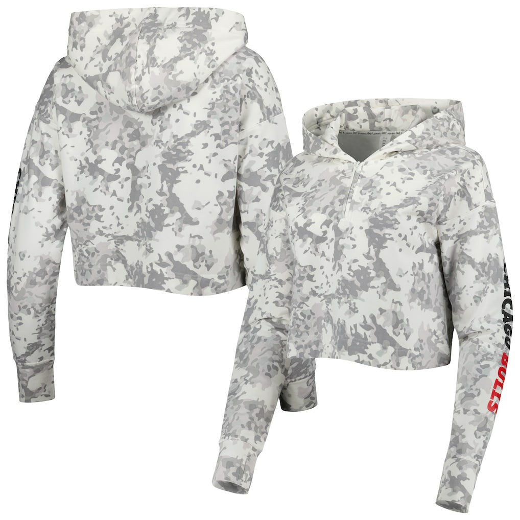 Gray/White Chicago Bulls Lusso Women's Maia Tri-Blend Cropped Quarter-Zip Top sale | NBA