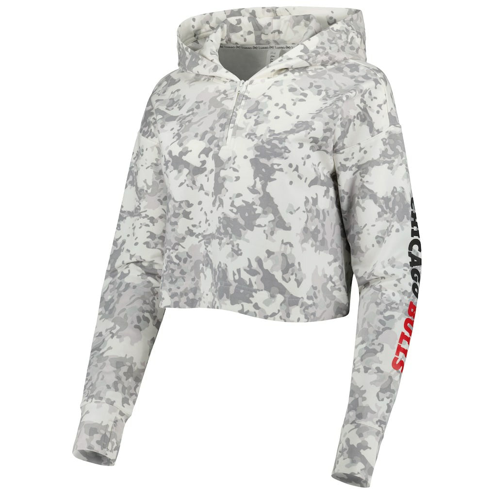 Gray/White Chicago Bulls Lusso Women's Maia Tri-Blend Cropped Quarter-Zip Top sale | NBA