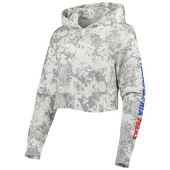Gray/White Philadelphia 76ers Lusso Women's Maia Tri-Blend Cropped Quarter-Zip Top | NBA