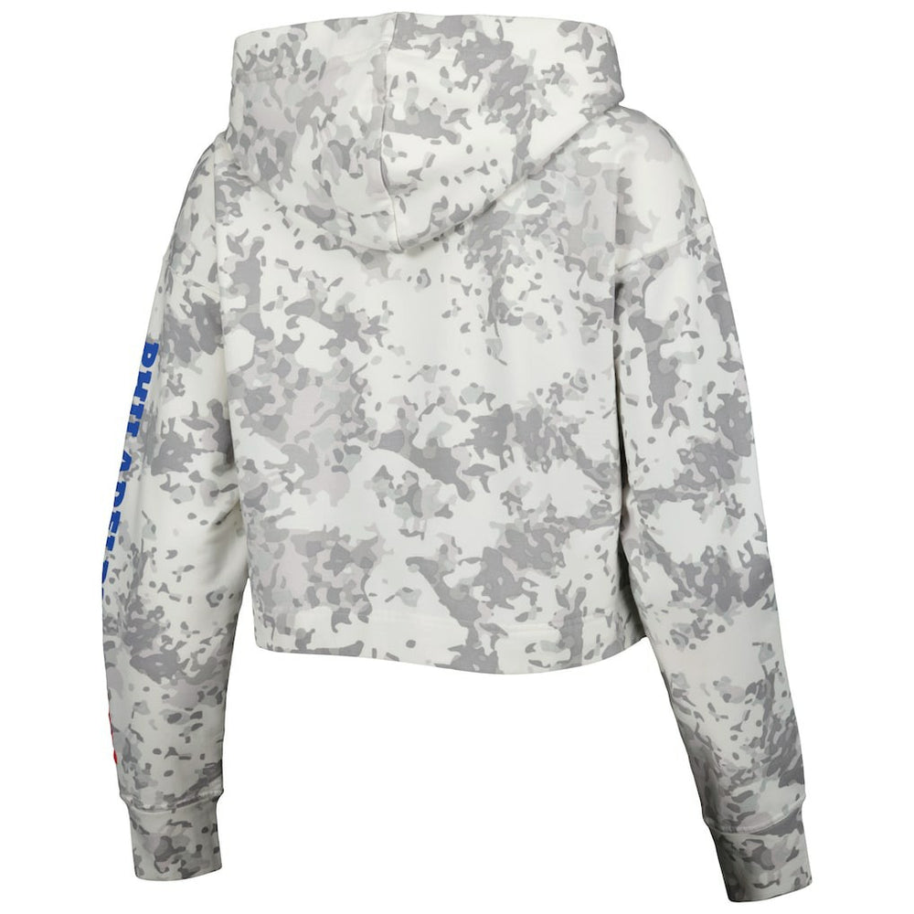 Gray/White Philadelphia 76ers Lusso Women's Maia Tri-Blend Cropped Quarter-Zip Top | NBA