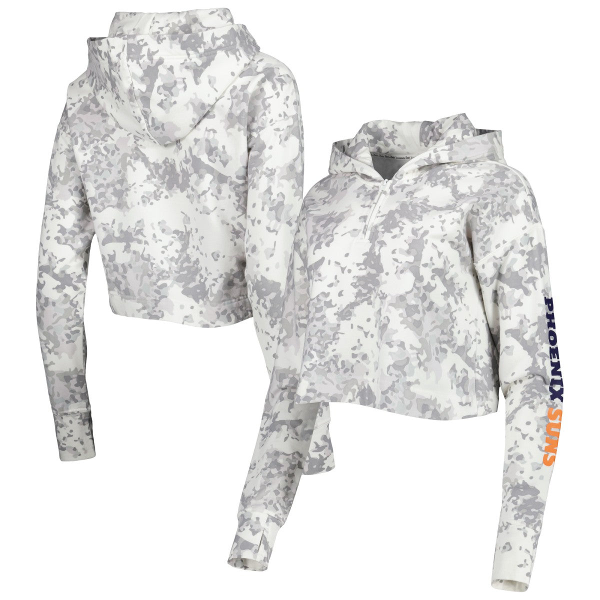 Gray/White Phoenix Suns Lusso Women's Maia Tri-Blend Cropped Quarter-Zip Top | NBA