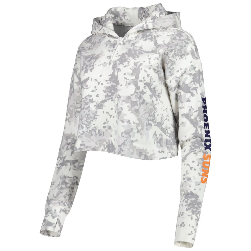 Gray/White Phoenix Suns Lusso Women's Maia Tri-Blend Cropped Quarter-Zip Top | NBA