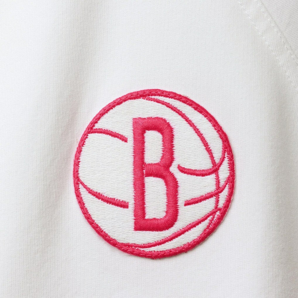 White Brooklyn Nets Lusso Women's Margot Cropped Tri-Blend Cap Sleeve Sweatshirt | NBA