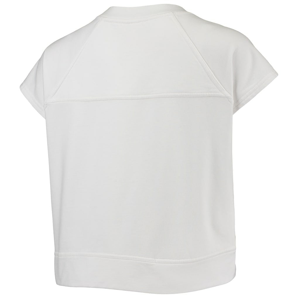 White Brooklyn Nets Lusso Women's Margot Cropped Tri-Blend Cap Sleeve Sweatshirt | NBA