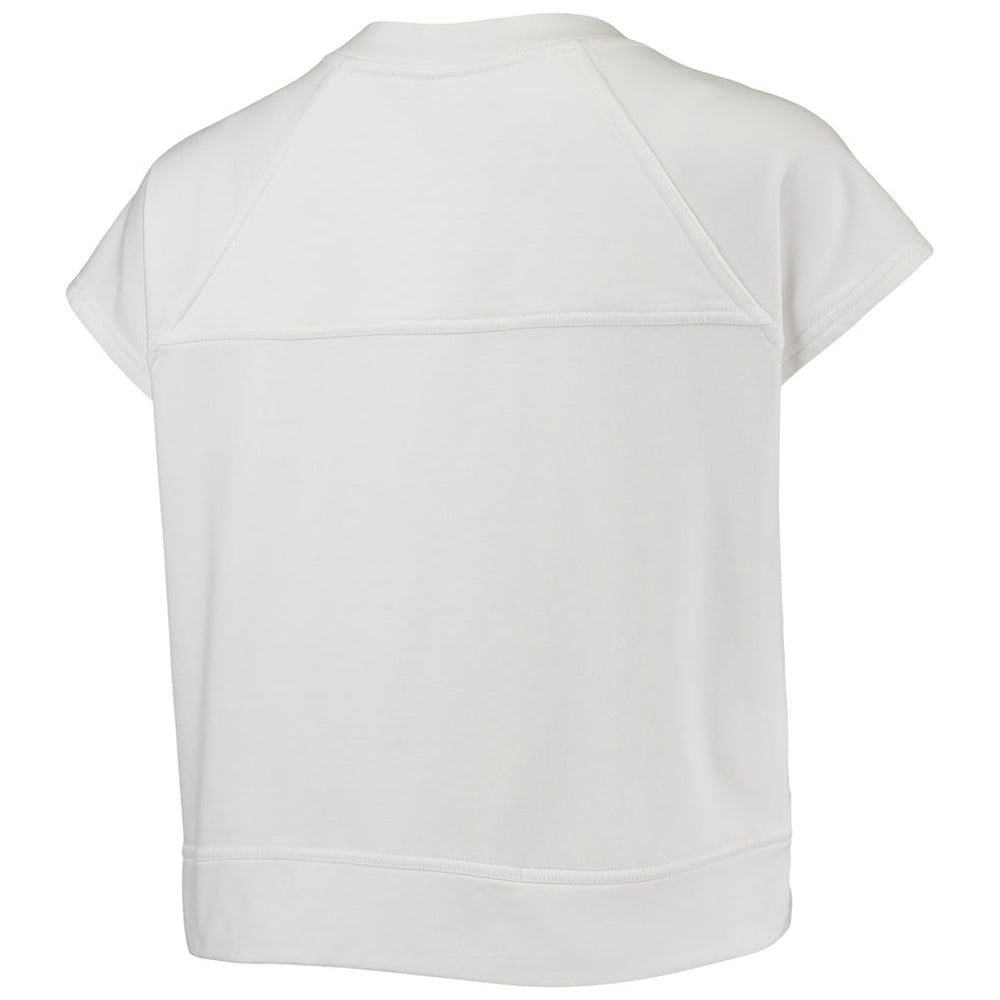 White Brooklyn Nets Lusso Women's Margot Cropped Tri-Blend Cap Sleeve Sweatshirt | NBA